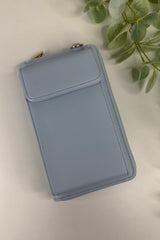Light Blue Zip Wallet Crossbody Bag