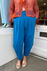 Cobalt Blue Premium Crop Trouser
