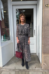Zena Black and White Zebra Printed Dress
