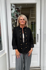 Carrie Black Military Suedette Jacket