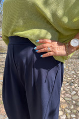 Navy Premium Crop Trouser