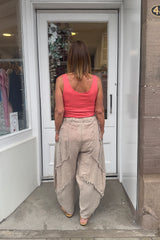 Mocha Raw Hem Linen Trousers