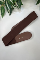 Chocolate Brown Sadie Faux Suede Stretch Waist Belt