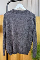 Charcoal Grey Chenille Arran Style Jumper