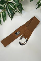 Tan Sadie Faux Suede Stretch Waist Belt