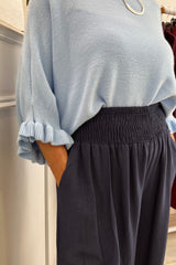 Navy Blue Nicole Wide Leg Trouser
