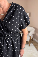 Black And White Polkadot Peplum Top