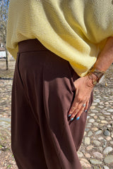 Brown Premium Crop Trousers