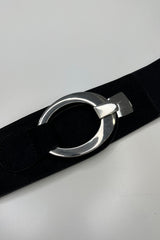 Black Sadie Faux Suede Stretch Waist Belt