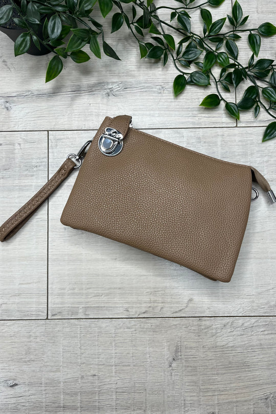 Mocha Brown Cleo Zip Crossbody Bag