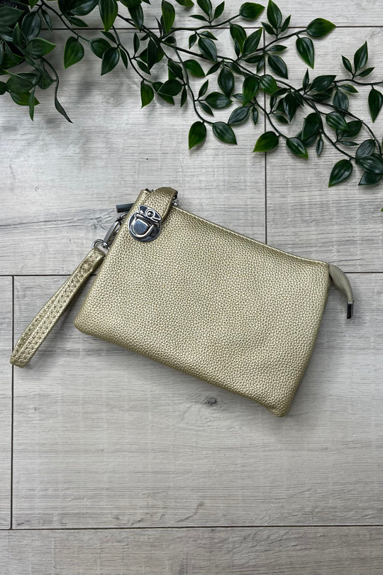 Gold Cleo Zip Crossbody Bag