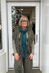 Khaki Green Wildflower Knitted Waistcoat
