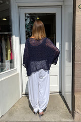 Navy Popcorn Poncho Top