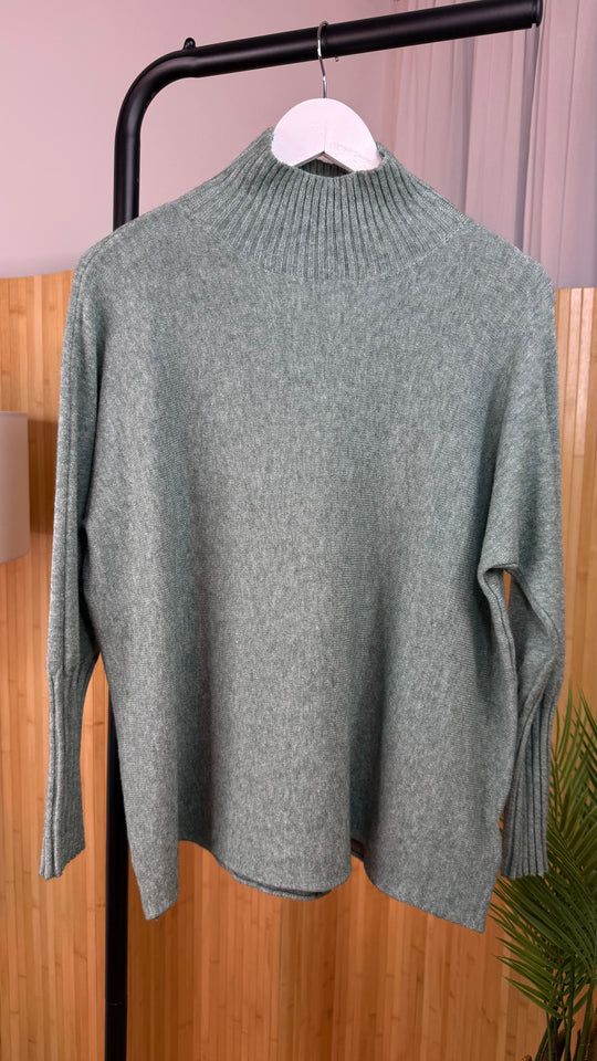 Sage Green Ribby Knit Jumper