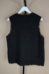Leopard Trim Gilet Black