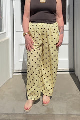 Butter Yellow and Brown Polkadot Trousers