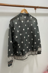Khaki Green Polkadot Lightweight Bomber Jacket
