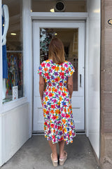 Wildflower Meadow V-neck Floral Printed Midi Dress