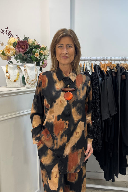 Black and Copper Blouse