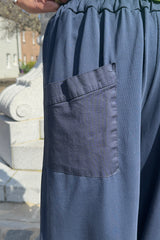 Navy Blue Cotton Cocoon Trousers