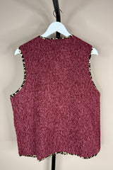 Leopard Trim Gilet Burgundy