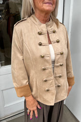 Carrie Beige Military Suedette Jacket