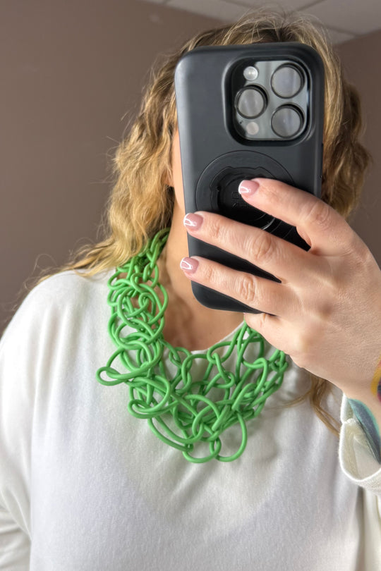 Lime Green Short Chain Rubber Necklace