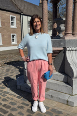 Light Blue Alpaca Short Sleeved Jumper