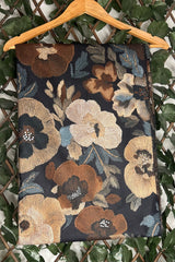 Black Autumn Gold Fleck Floral Scarf