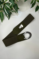 Khaki Green Sadie Faux Suede Stretch Waist Belt