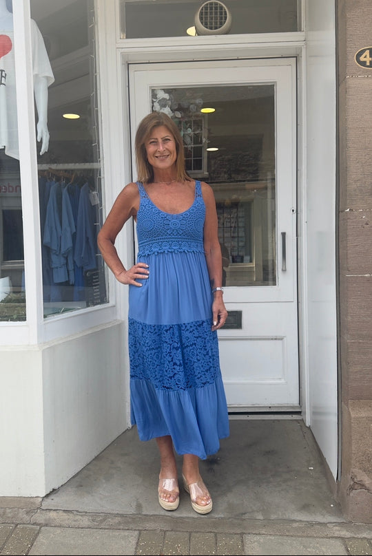 Royal Blue Crochet Bust Dress