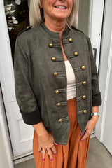 Carrie Khaki Green Military Suedette Jacket
