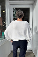 Winter White Neave Oversized Ruched Button Cardigan