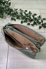 Khaki Green Cleo Zip Crossbody Bag