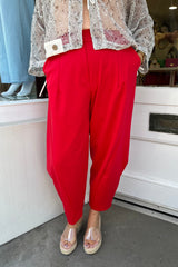 Red Premium Crop Trouser