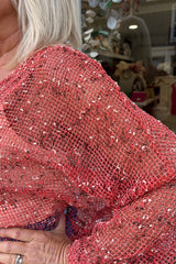 Coral Mesh Cardigan Wooden Button Detail