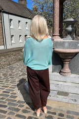 Duck Egg Daisy Fine Knit Jumper