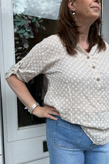 Beige Polkadot Cotton Blouse