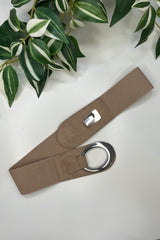 Taupe Sadie Faux Suede Stretch Waist Belt