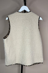 Leopard Trim Gilet Beige