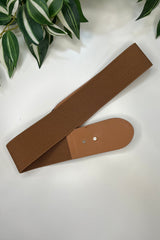 Tan Sadie Faux Suede Stretch Waist Belt