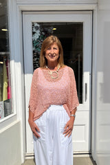 Dusky Coral Popcorn Poncho Top