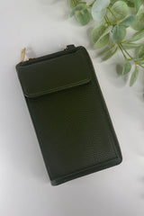 Forest Green Zip Wallet Crossbody Bag