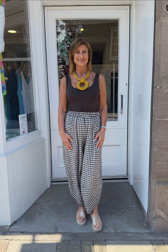 Espresso Brown Ivy Gingham Pants