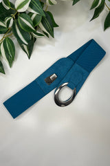 Teal Sadie Faux Suede Stretch Waist Belt