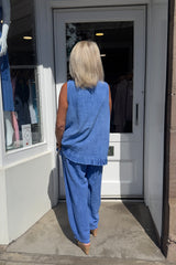 Cornflour Blue Ava Cotton Sleeveless Frill Top