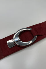 Beetroot Red Sadie Faux Suede Stretch Waist Belt