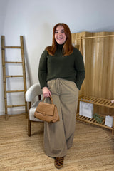 Khaki Green Ribby Knit Jumper