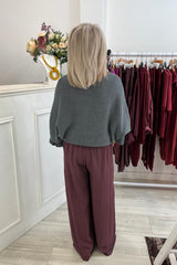Grape Purple Nicole Wide Leg Trousers