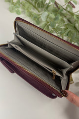 Beetroot Purple Zip Wallet Crossbody Bag